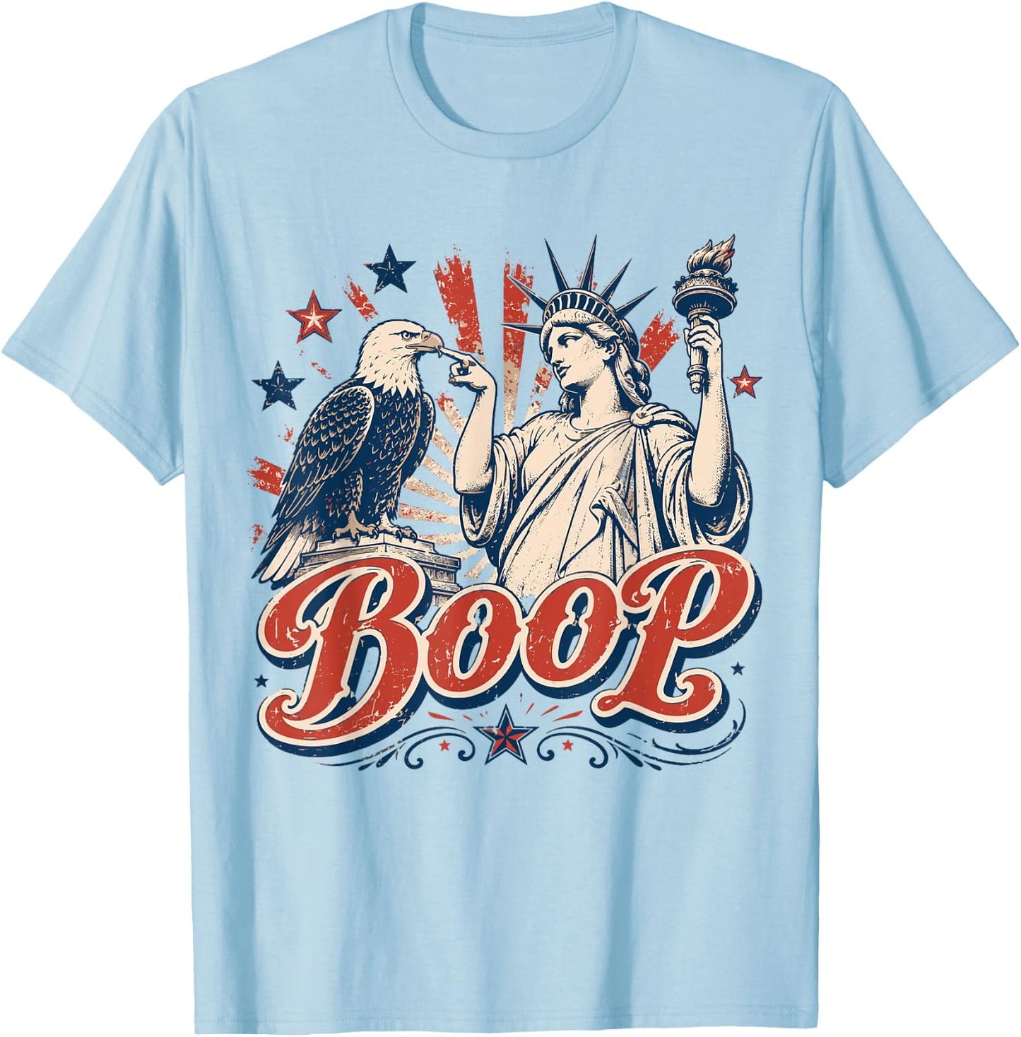 Boop Eagle 4th of July Retro Patriotic Liberty Bald Eagle T-Shirt - T-Shirt | Light Blue