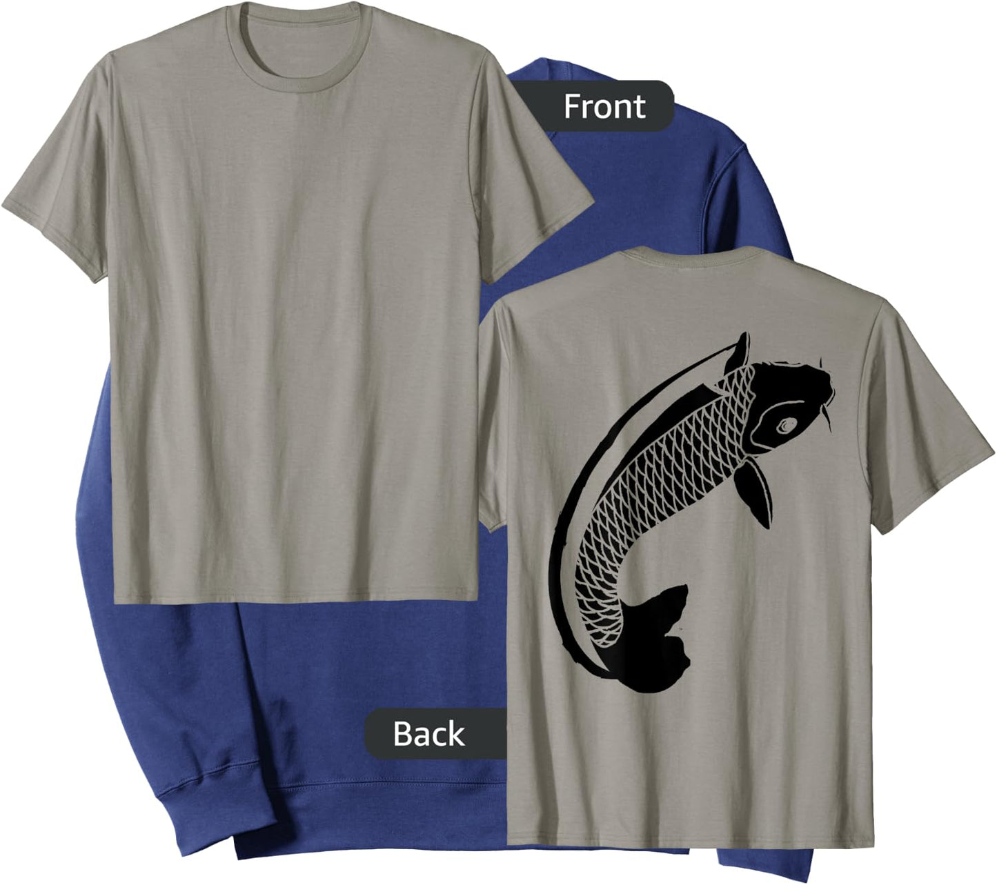 Koi Shirt Men Women Large Koi "On Shirt Back" Sweatshirt - Sweatshirt | Navy