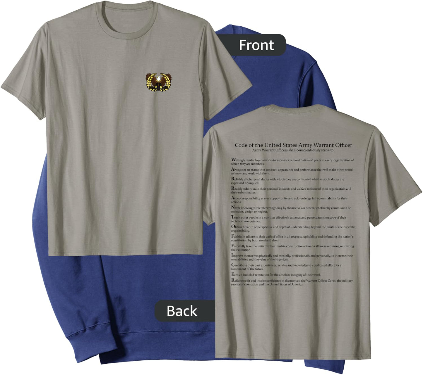 ARMY WARRANT OFFICER CREED with Color Eagle Rising Sweatshirt - Sweatshirt | Navy