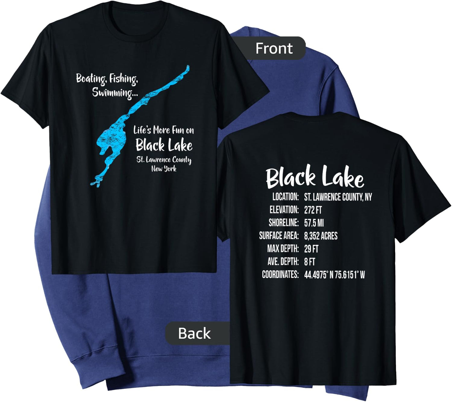Black Lake Shirt St Lawrence County NY Lake Bum Sweatshirt - Sweatshirt | Navy