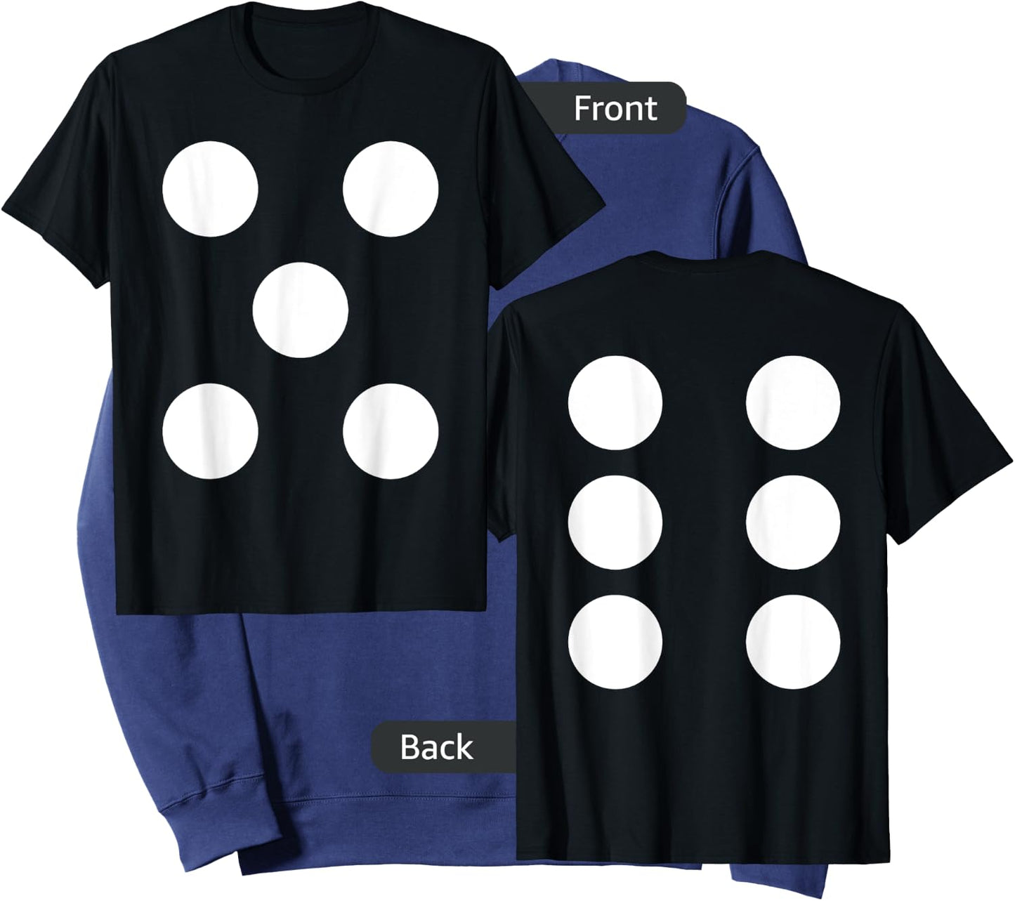 Dice Front 5 Back 6 Yo 11 2-Sided Halloween Costume Shirt Sweatshirt - Sweatshirt | Navy
