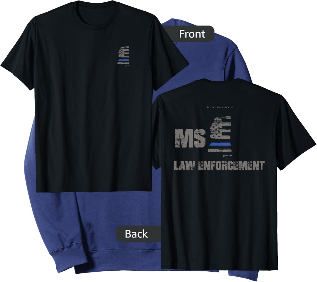 Mississippi Police, Law Enforcement Thin Blue Line Shirt Sweatshirt - Sweatshirt | Navy