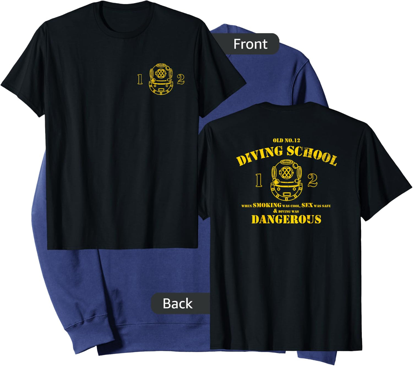 Funny Diver - Old No.12 Diving School (Front/Back) Sweatshirt - Sweatshirt | Navy