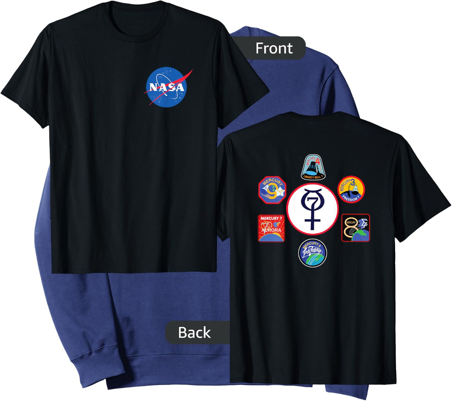 NASA Project Mercury Program Mission Crew Insignia T Shirt Sweatshirt - Sweatshirt | Navy