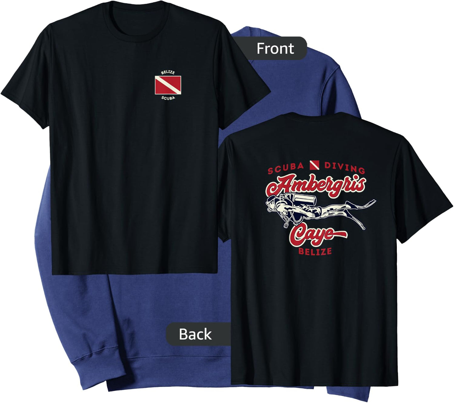 Ambergris Caye Belize Scuba Diver Shirt 2-sided Sweatshirt - Sweatshirt | Navy
