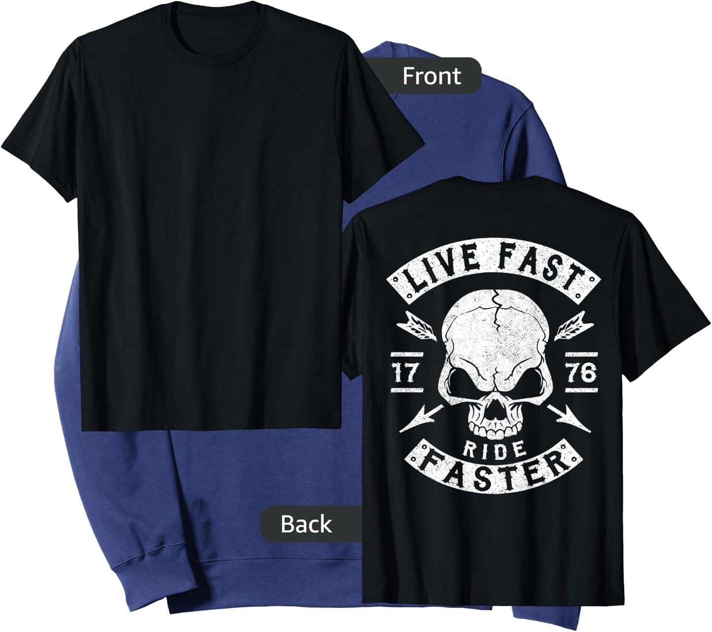 Biker Shirt, Motorcycle T Shirt, Biker Gang Shirt BACK PRINT Sweatshirt - Sweatshirt | Navy