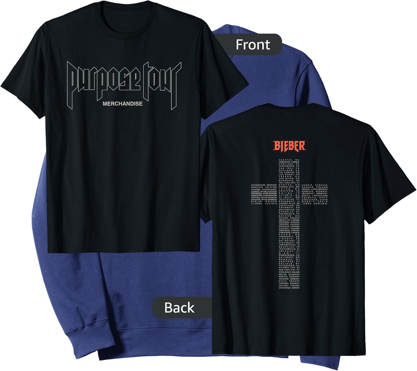 Official Justin Bieber Purpose Tour Exclusive Cross Sweatshirt - Sweatshirt | Navy