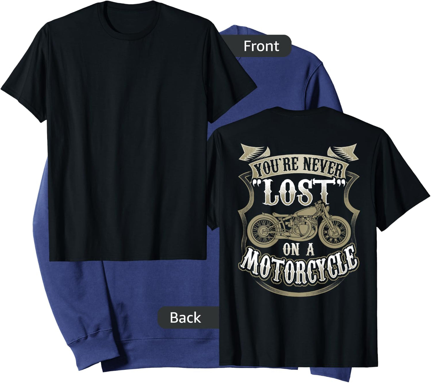 You're Never Lost On A Motorcycle Back Side Printed Sweatshirt - Sweatshirt | Navy