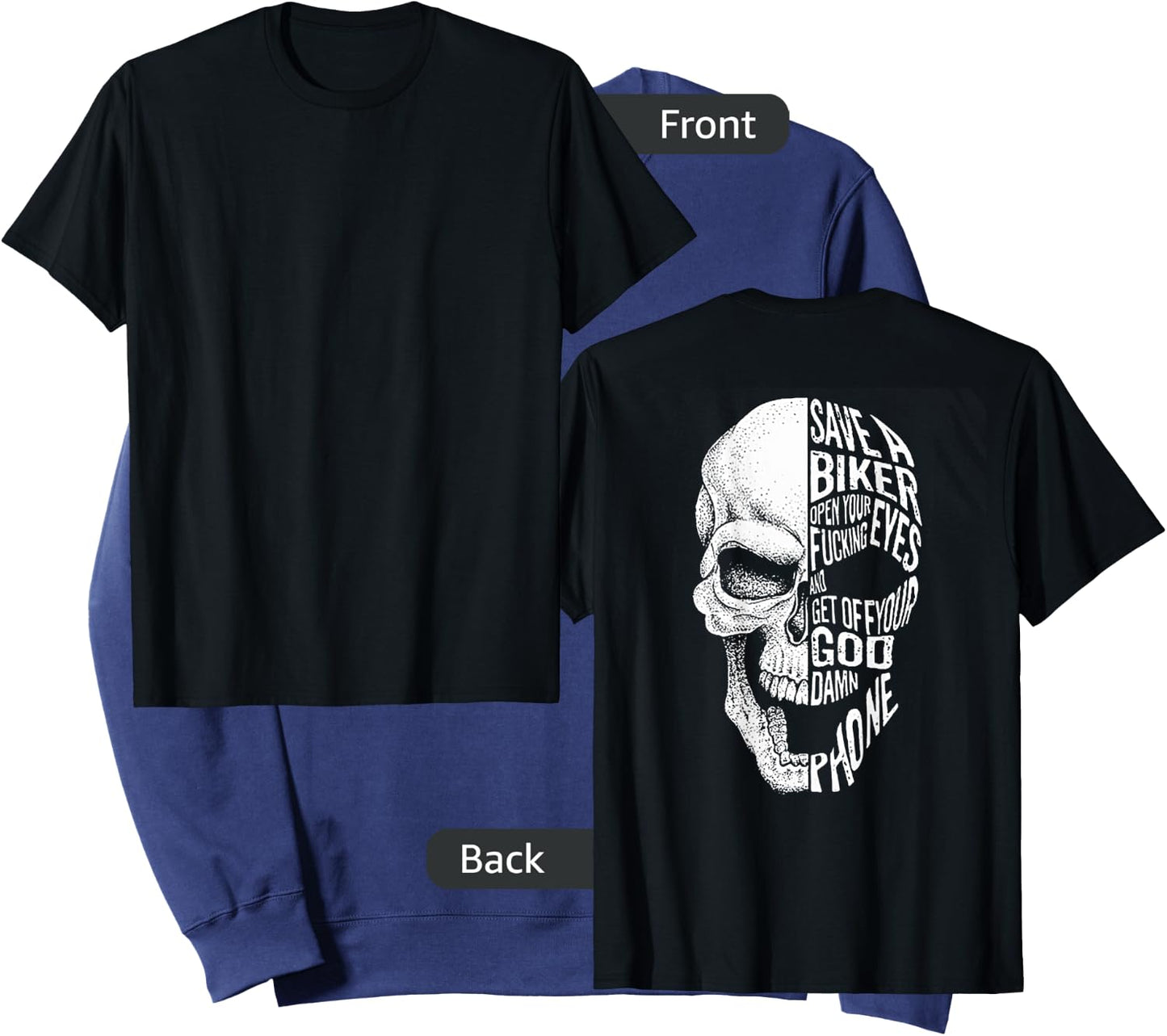 Save A Biker Open Your Fucking Eyes And Get Off (On Back) Sweatshirt - Sweatshirt | Navy