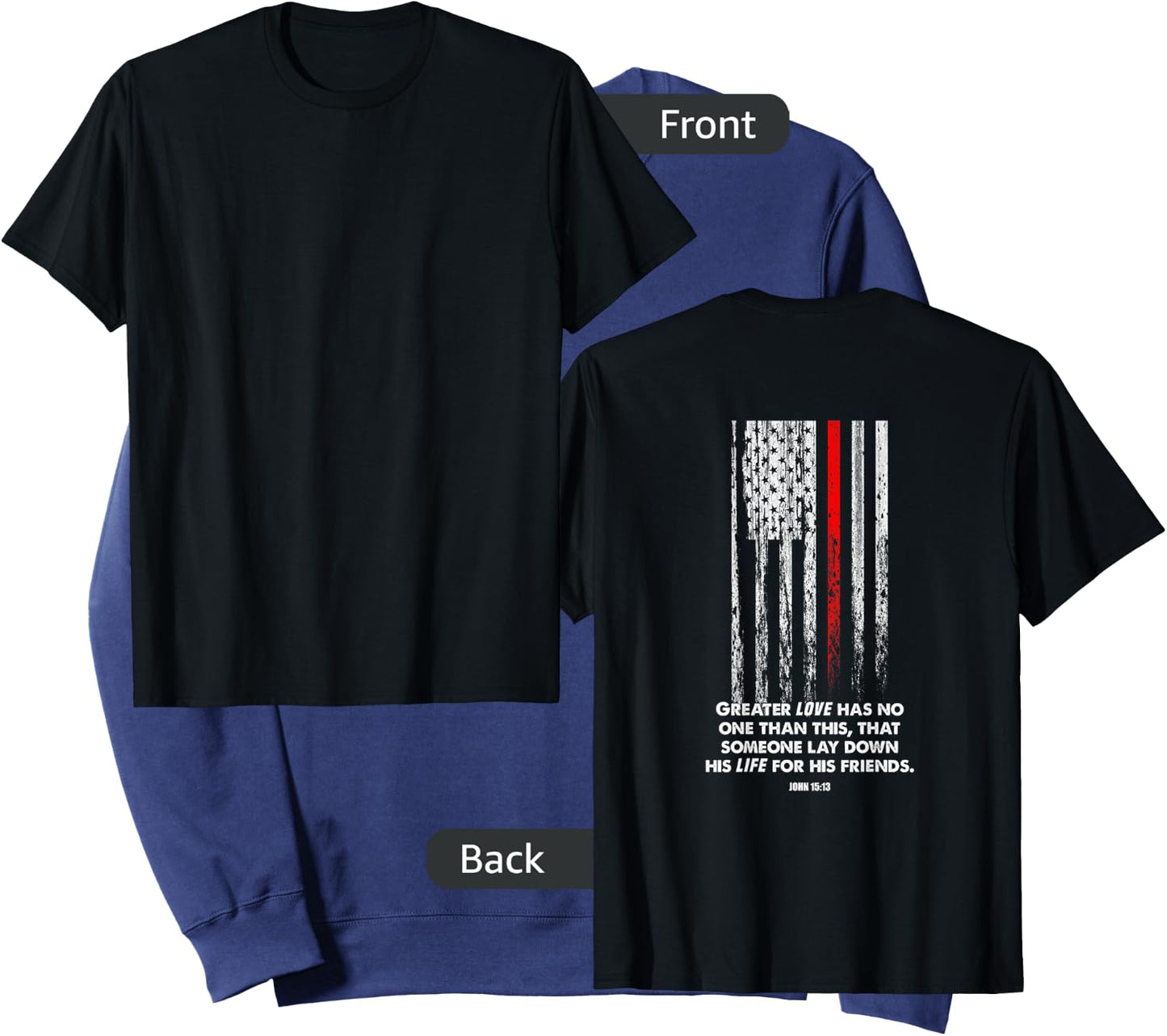 Thin Red Line Firefighter Bible Verse Christian Sweatshirt - Sweatshirt | Navy