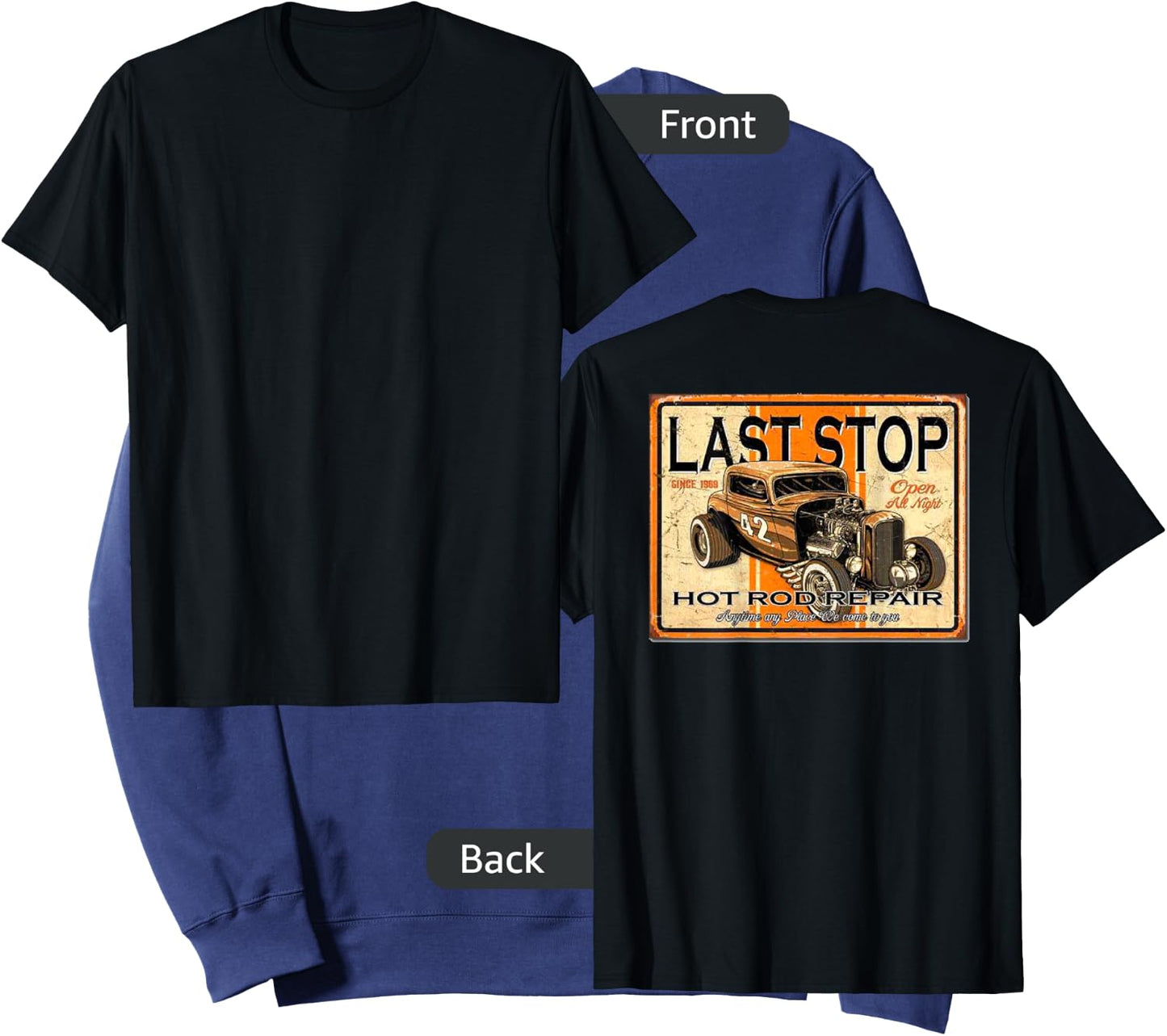 Last Stop Hot Rod Repair. Design on the Back Sweatshirt - Sweatshirt | Navy