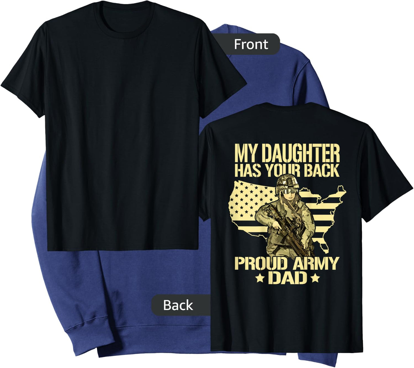 My Daughter Has Your Back - Proud Army Dad Military Father Sweatshirt - Sweatshirt | Navy