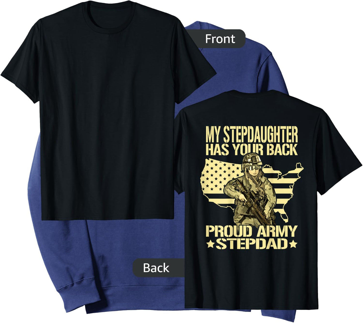 My Stepdaughter Has Your Back - Proud Army Stepdad Dad Gift Sweatshirt - Sweatshirt | Navy