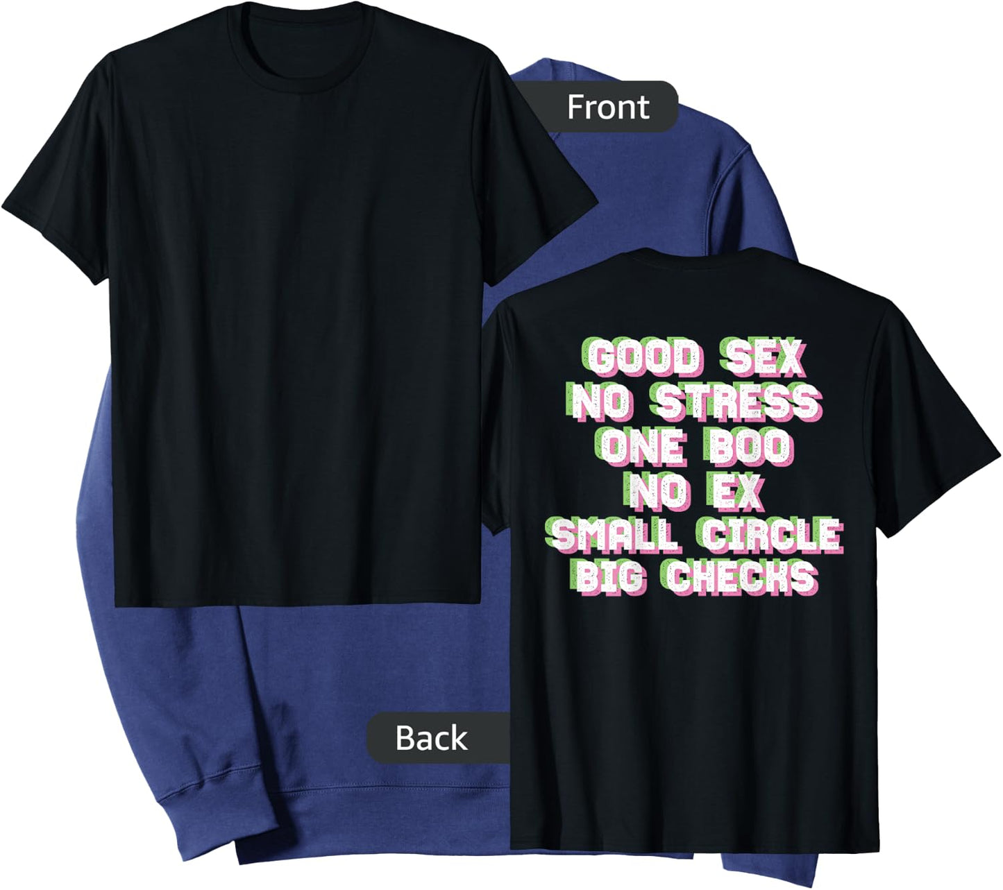 Good Sex No Stress One Boo Small Circle Big Checks I On Back Sweatshirt - Sweatshirt | Navy