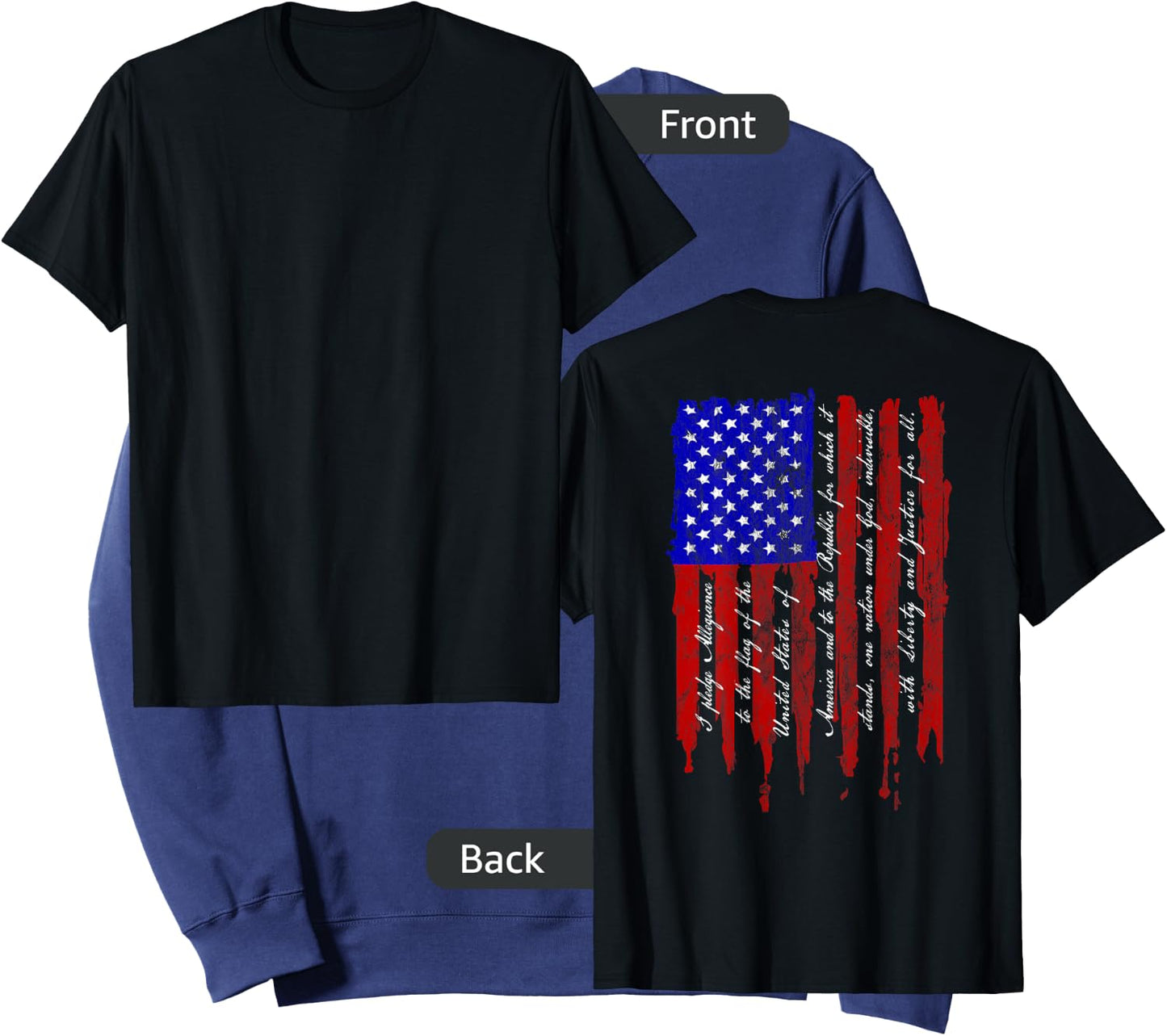 Pledge of Allegiance Patriotic American Flag T Shirt Sweatshirt - Sweatshirt | Navy