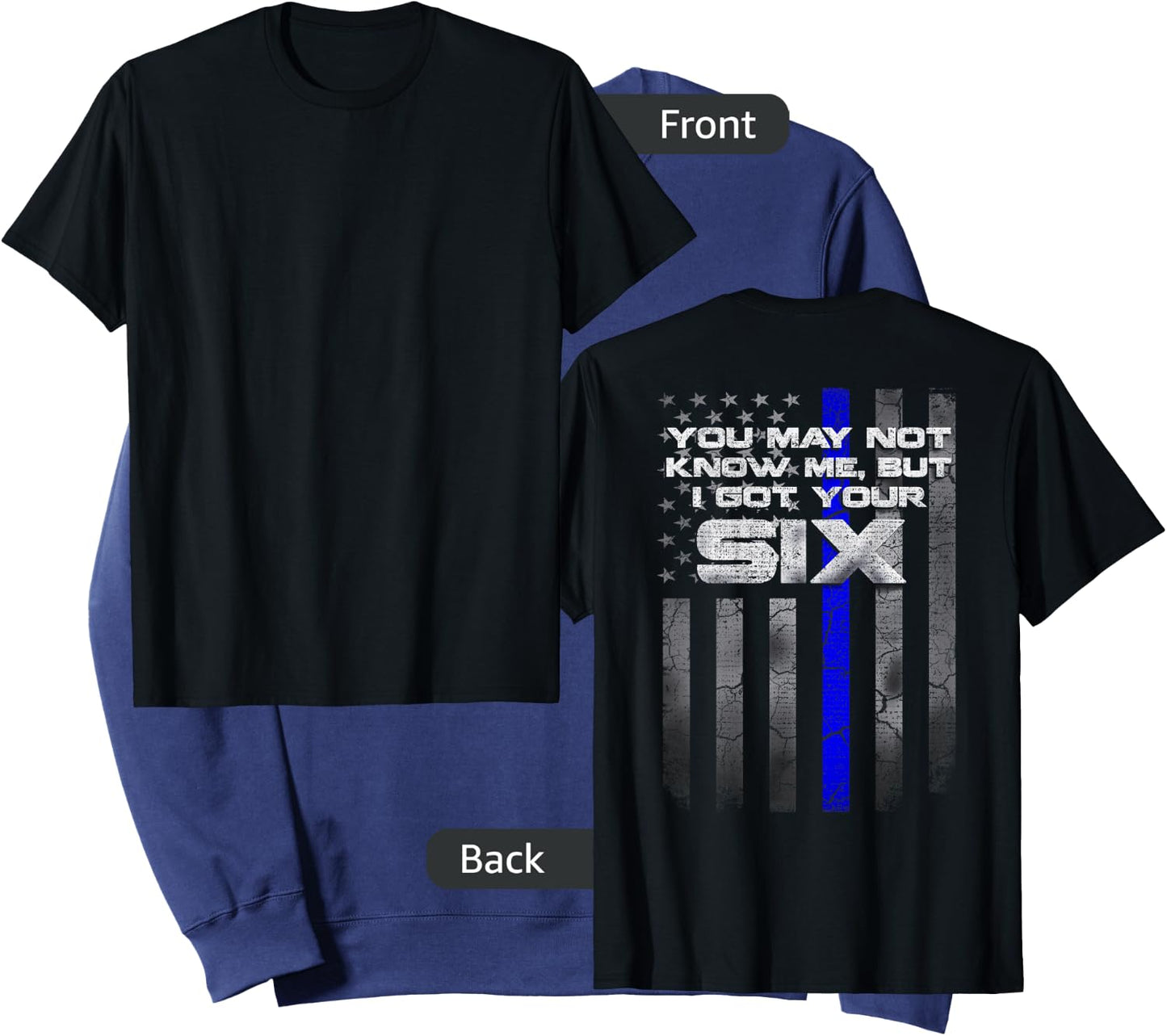 I Got Your Six - Thin Blue Lines USA Flag Police Sweatshirt - Sweatshirt | Navy