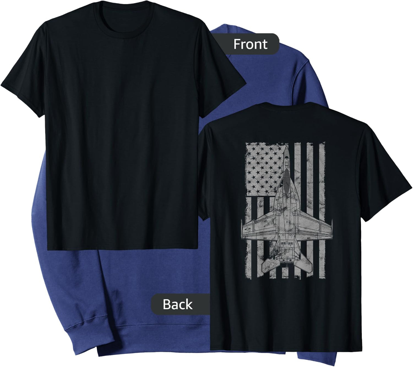 F/A-18E Super Hornet Airplane Vintage Flag | BACK PRINTED Sweatshirt - Sweatshirt | Navy