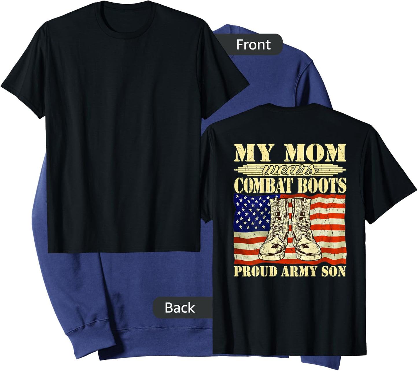 My Mom Wears Combat Boots Proud Army Son Military Child Gift Sweatshirt - Sweatshirt | Navy