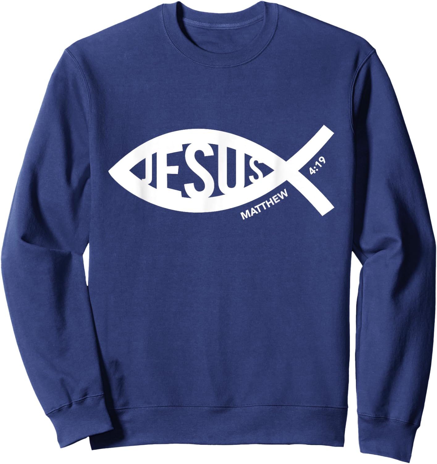 Jesus Fish Symbol Christian Sweatshirt - Sweatshirt | Navy