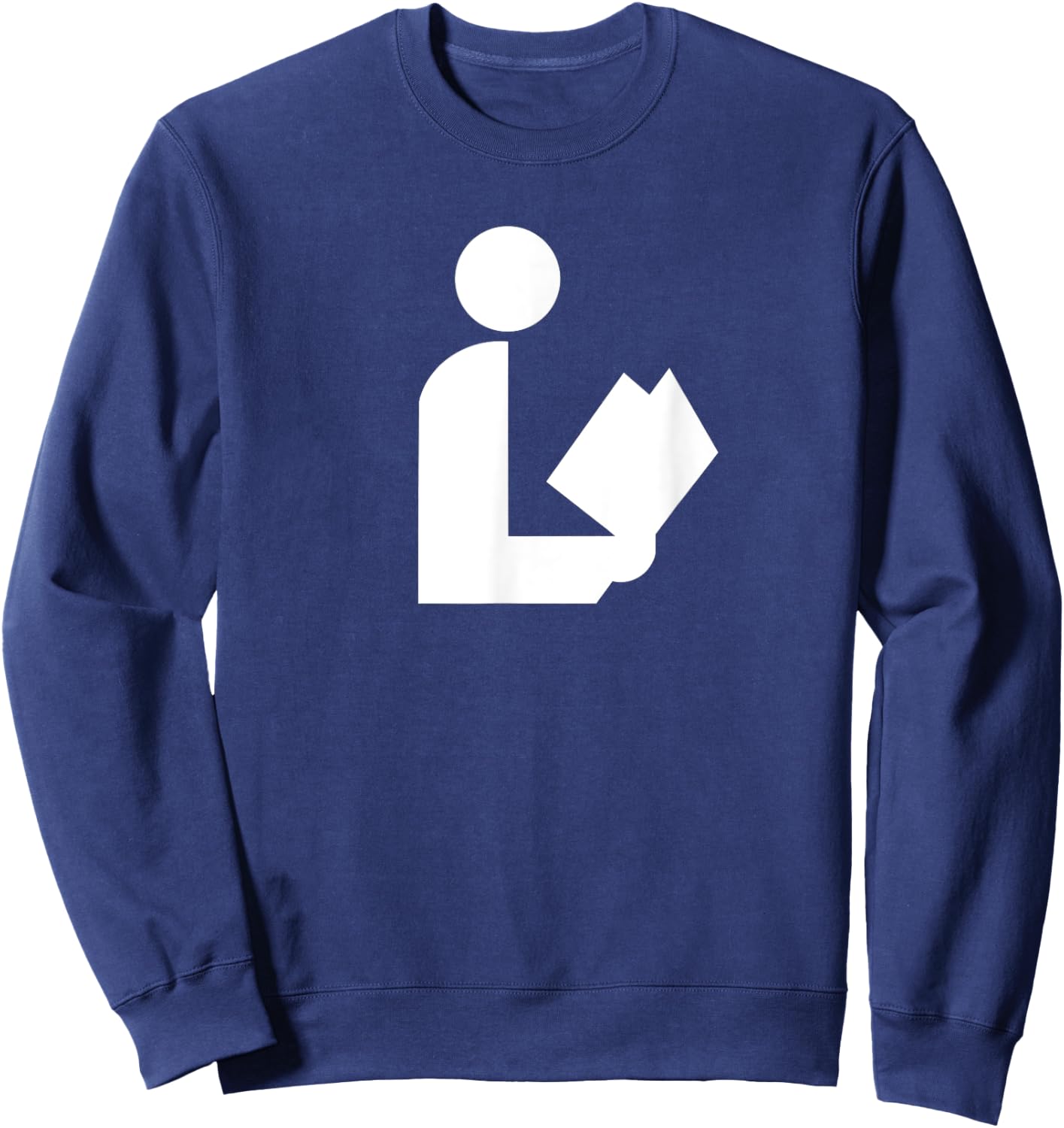 Library Sign Reading Symbol Librarian Patron Road-Sign White Sweatshirt - Sweatshirt | Navy