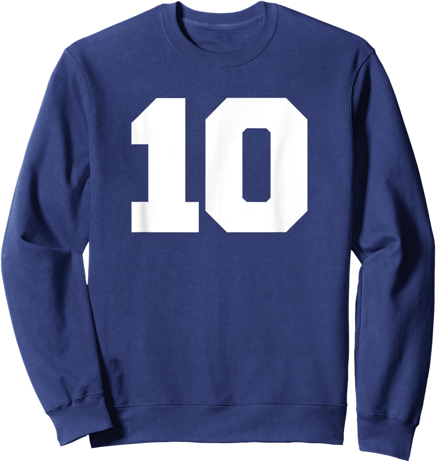 Number 10 Sports Jersey Player #10 Fan FRONT Print Varsity Sweatshirt - Sweatshirt | Navy