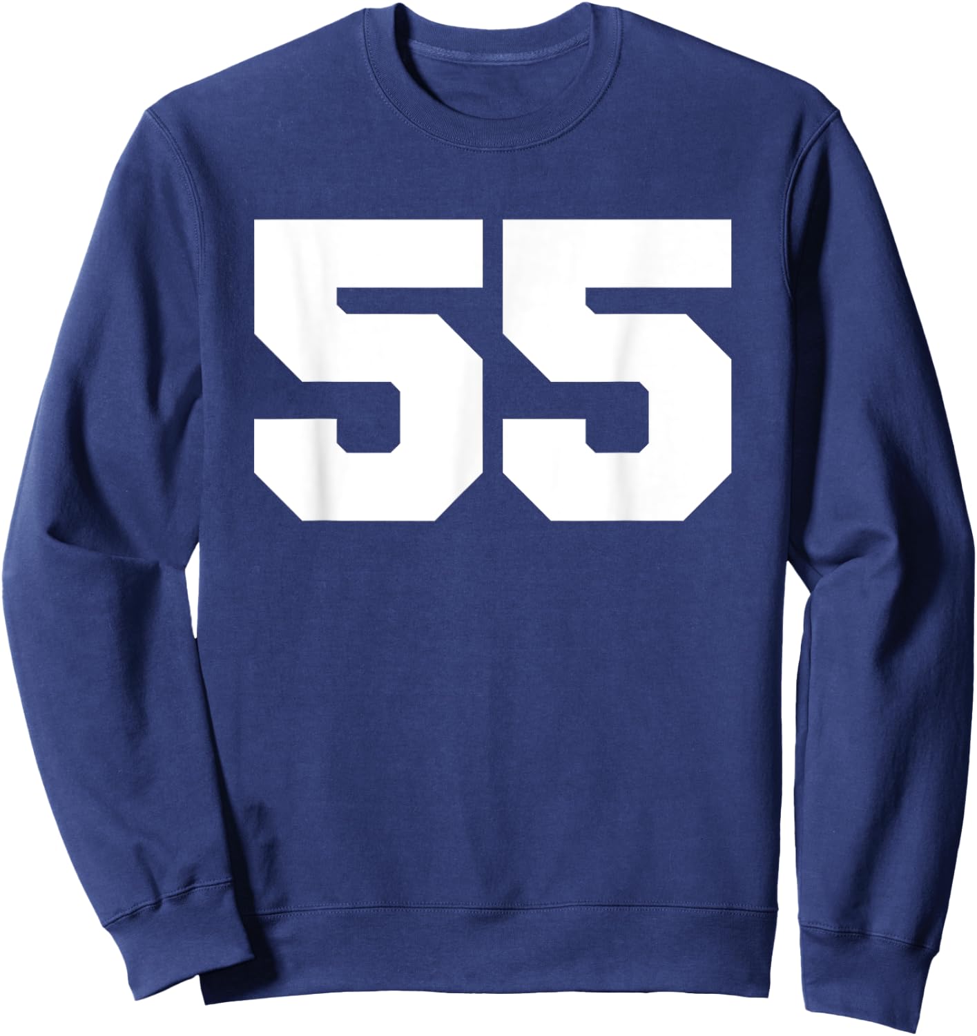 Number 55 Sports Jersey Player #55 Fan FRONT Print Varsity Sweatshirt - Sweatshirt | Navy