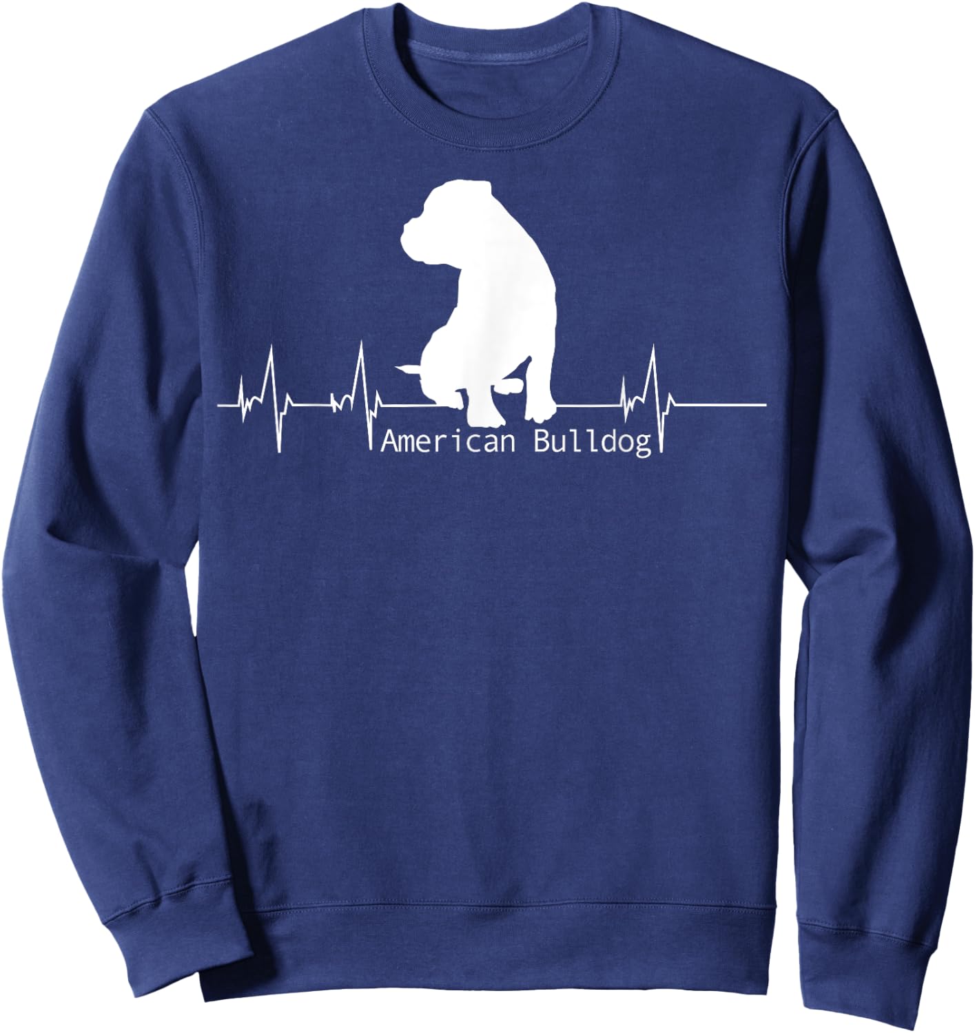 Lovemybello Hunde Designs American Bulldog Heartbeat - Men's Black Small Classic Fit Short Sleeve Sweatshirt - Sweatshirt | Navy