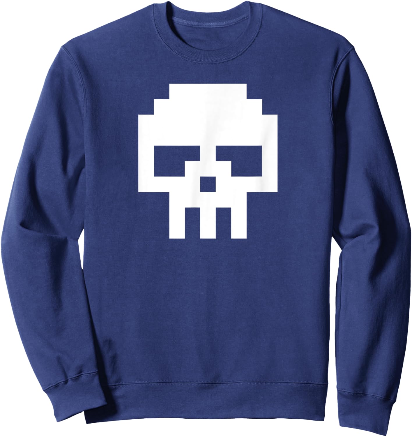 8 Bit White Pixel Skull Sweatshirt - Sweatshirt | Navy