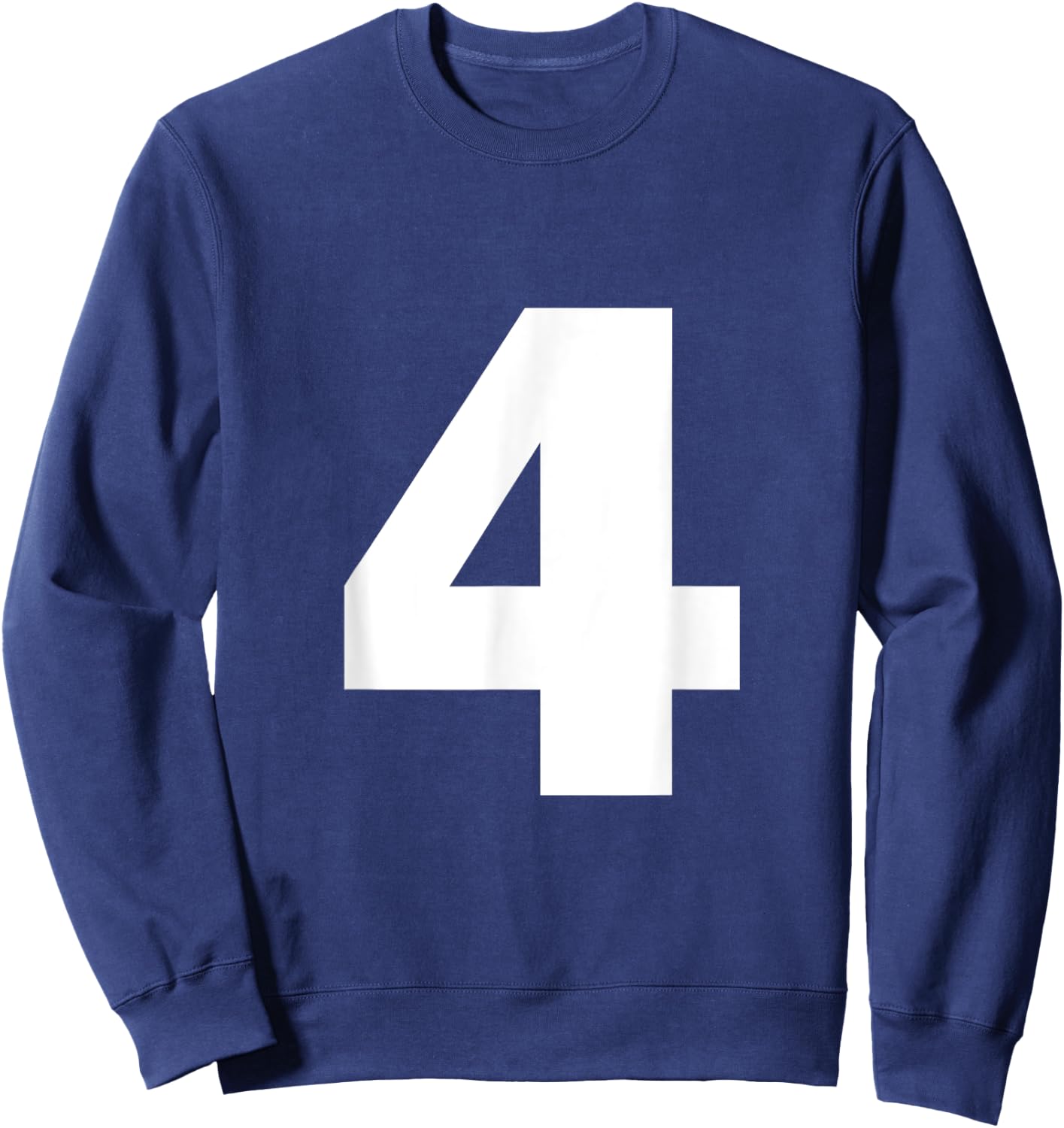 Number 4 Big Bold White Four Numeral Group Sweatshirt - Sweatshirt | Navy