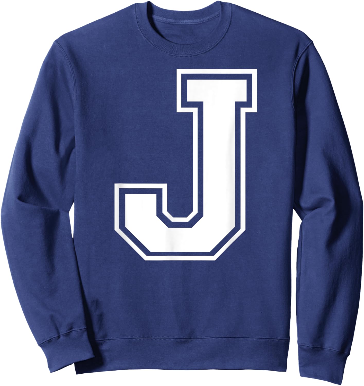 Letter J Capital Alphabet College Varsity Monogram Club Sweatshirt - Sweatshirt | Navy