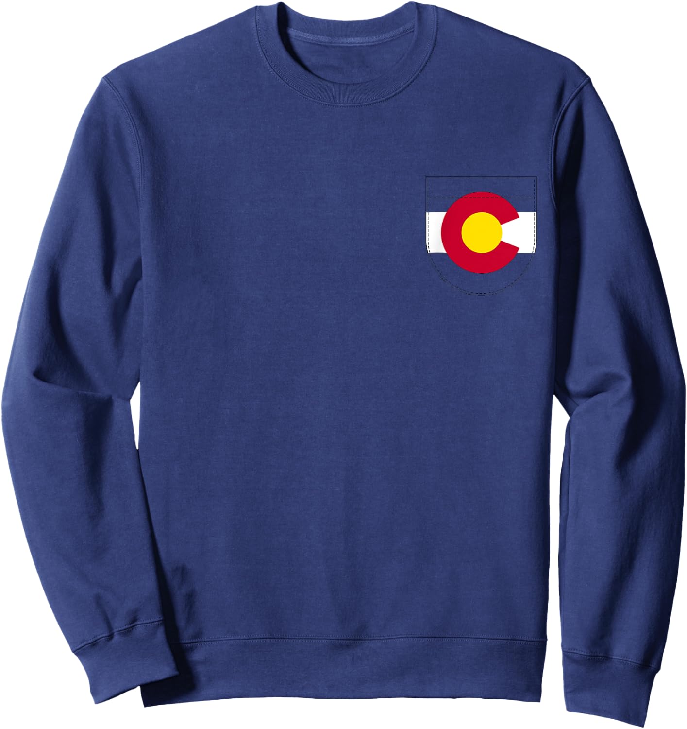 Colorado Flag Fake Pocket Graphic Men Women Kids Sweatshirt - Sweatshirt | Navy