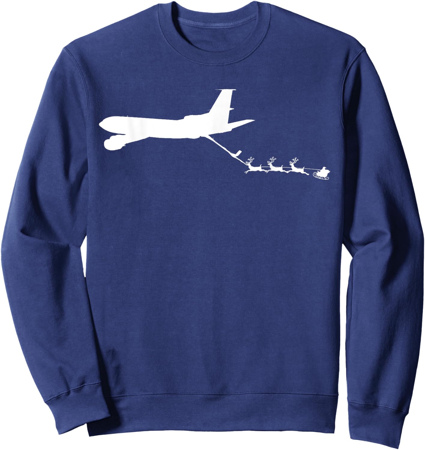 Refueling Santa's Sleigh Funny Christmas Airplane Sweatshirt - Sweatshirt | Navy