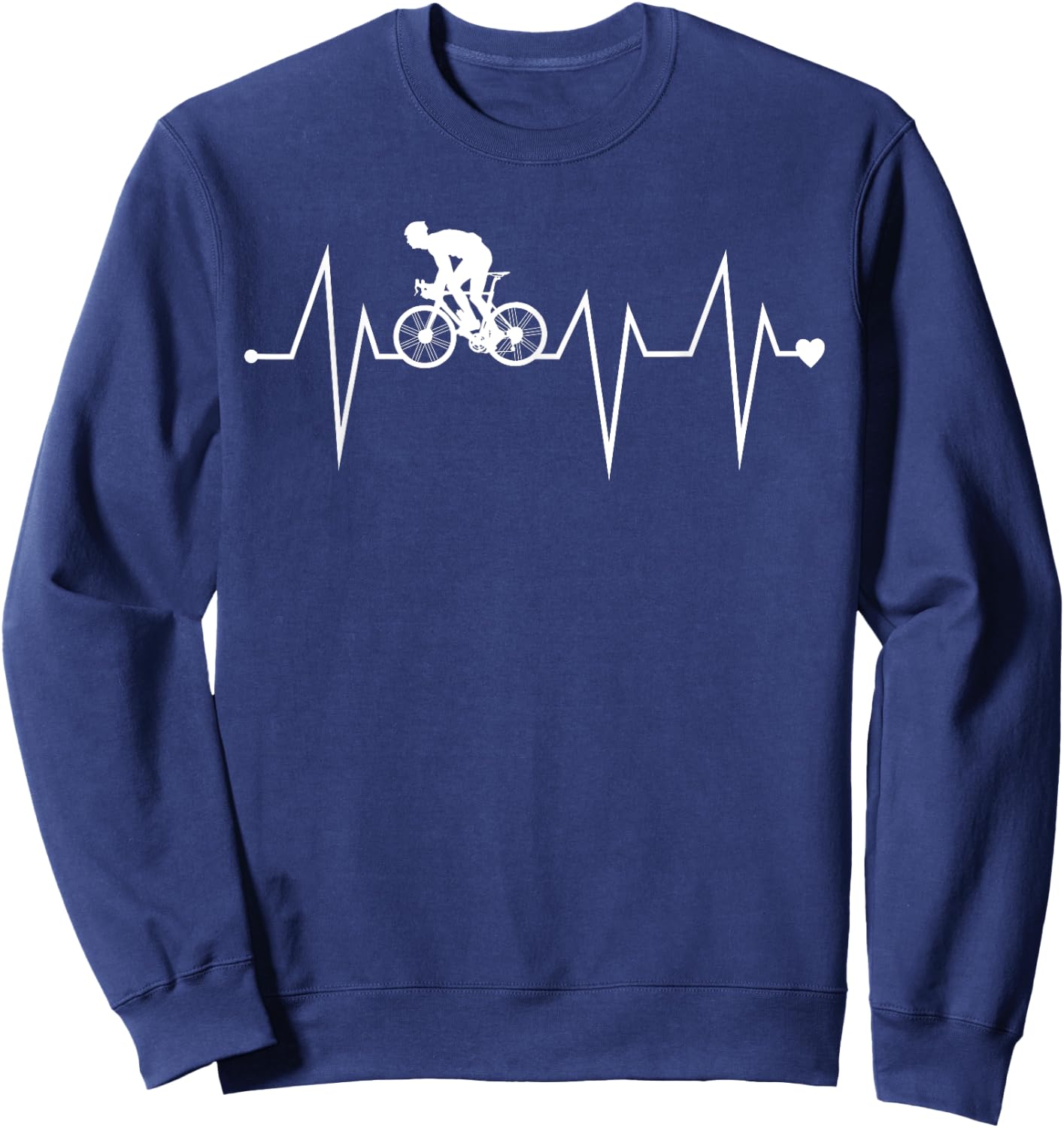 Funny Cycling Cyclist Biker Heartbeat Heart Pulse Rate EKG Sweatshirt - Sweatshirt | Navy