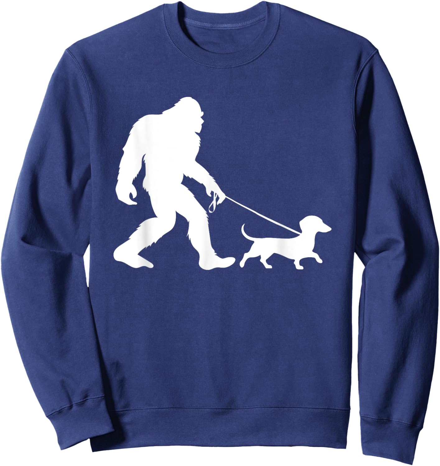 Bigfoot Walking Dachshund Sasquatch Wiener Dog Sweatshirt - Sweatshirt | Navy