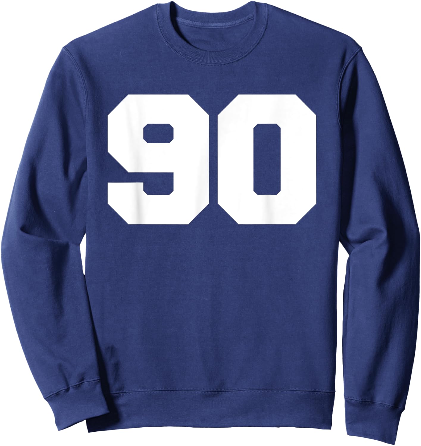 Number 90 Sports Jersey Player #90 Fan FRONT Print Varsity Sweatshirt - Sweatshirt | Navy