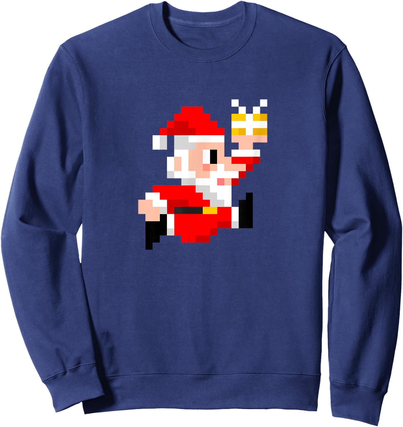 8-Bit Santa Claus Christmas Sweatshirt - Sweatshirt | Navy