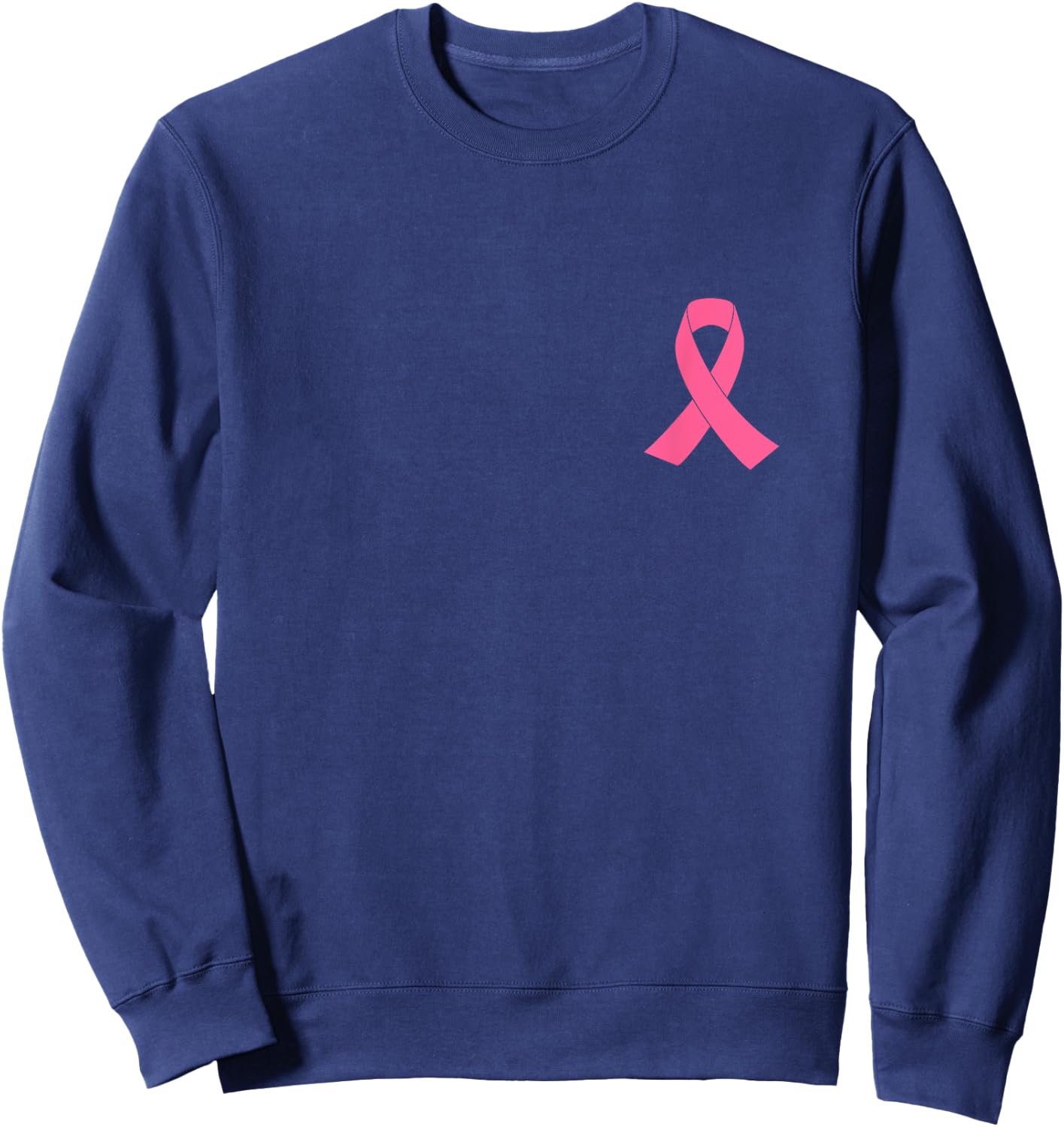 Breast Cancer Awareness Shirt Pink Ribbon On Chest Support Sweatshirt - Sweatshirt | Navy