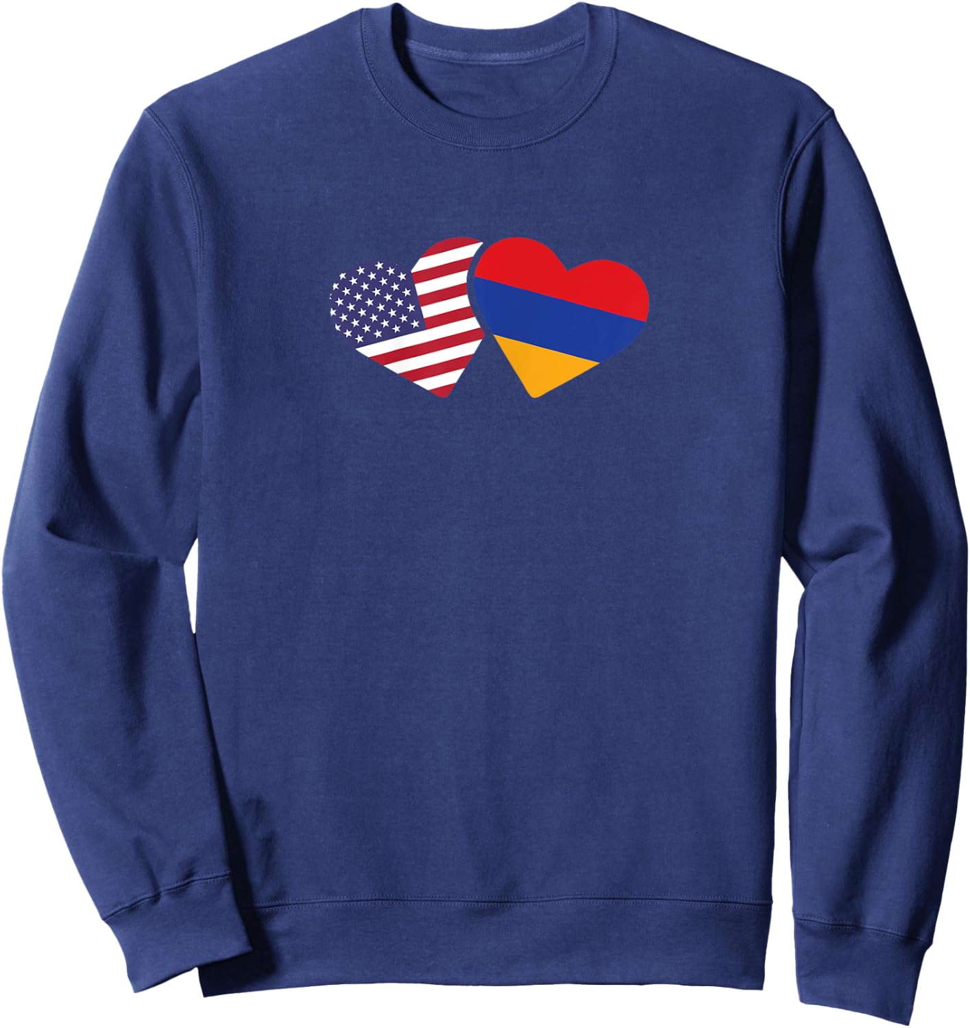 Armenia USA Flag T Shirt Heart Armenian American Love Sweatshirt - Sweatshirt | Navy
