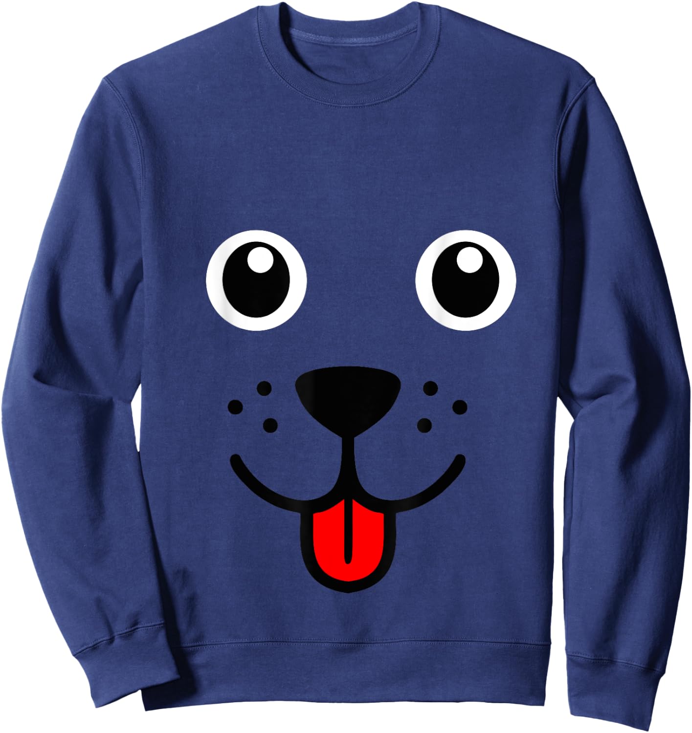 Funny Pet Animal Dog Puppy Happy Emoticon Face Gift Women Girls Kids Sweatshirt - Sweatshirt | Navy