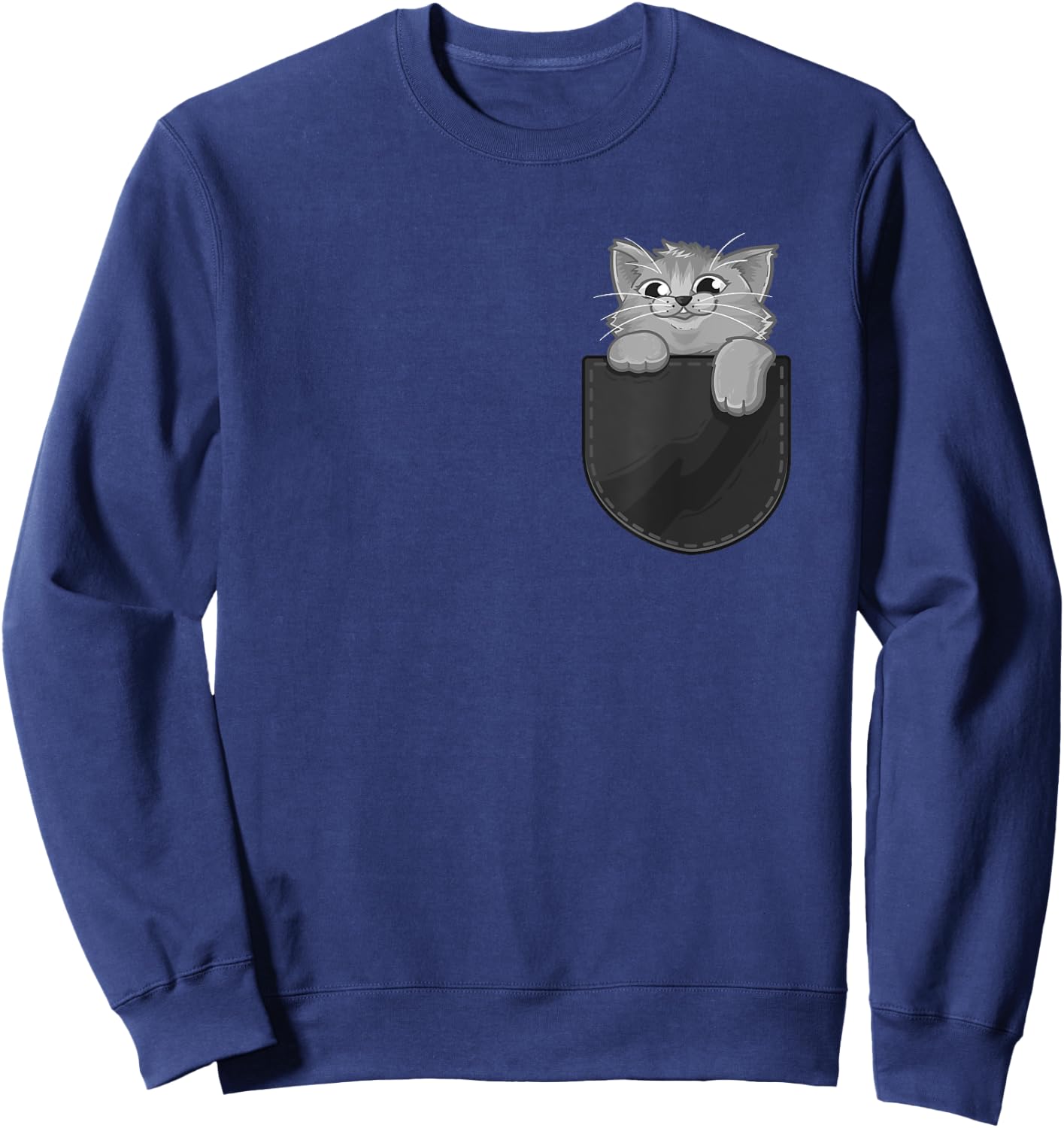 Grey Gray Cat Kitty In My Pocket Adorable Sassy Kitten Gift Women Girls Kids Sweatshirt - Sweatshirt | Navy
