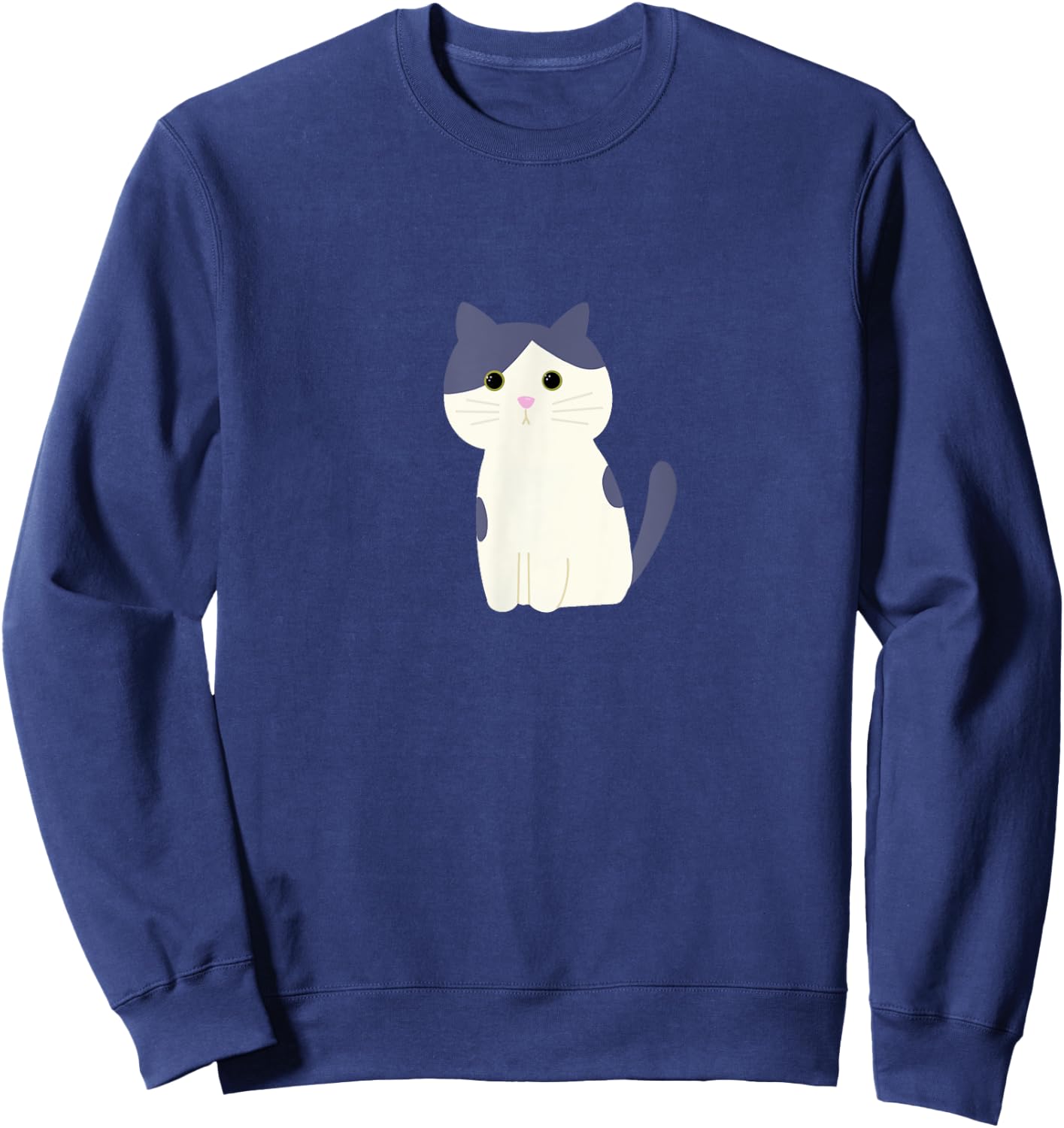 Cute Gray and White Spotted Cat Sweatshirt - Sweatshirt | Navy