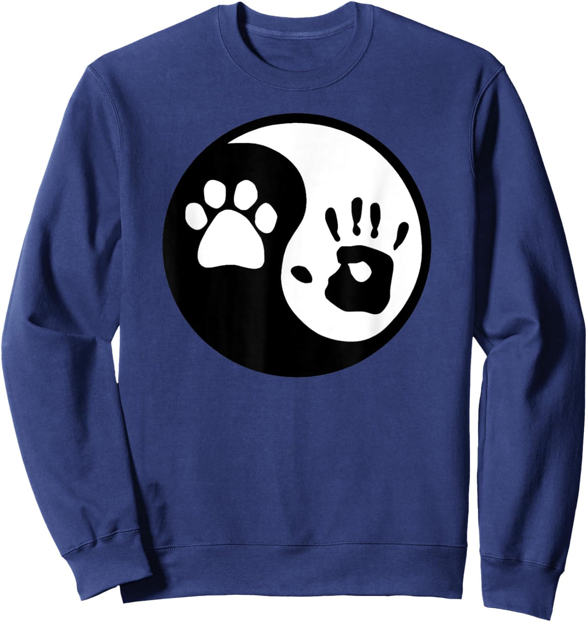 Dog Paw and Human Hand Print Yin Yang Sweatshirt - Sweatshirt | Navy