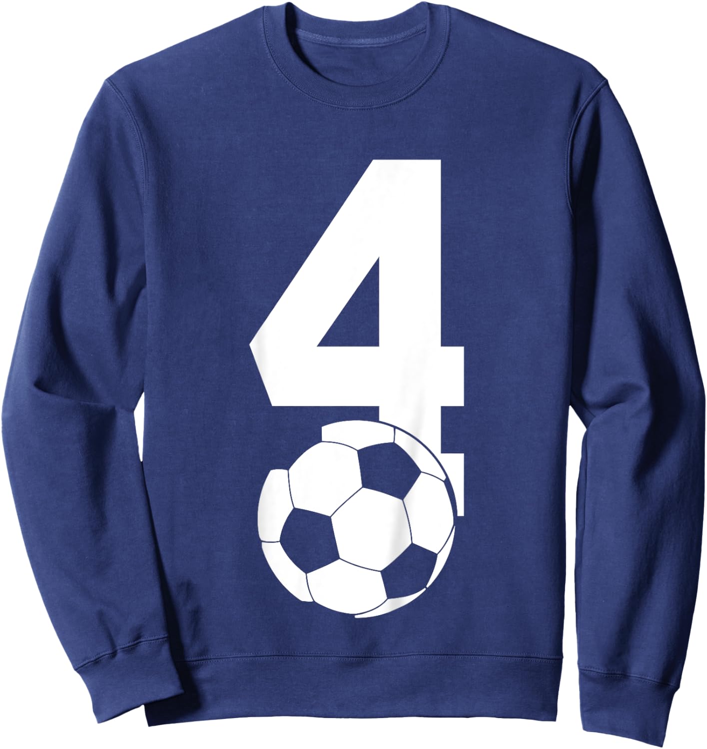 Kids NUMBER 4 YEARS SOCCER 4TH BIRTHDAY Sweatshirt - Sweatshirt | Navy