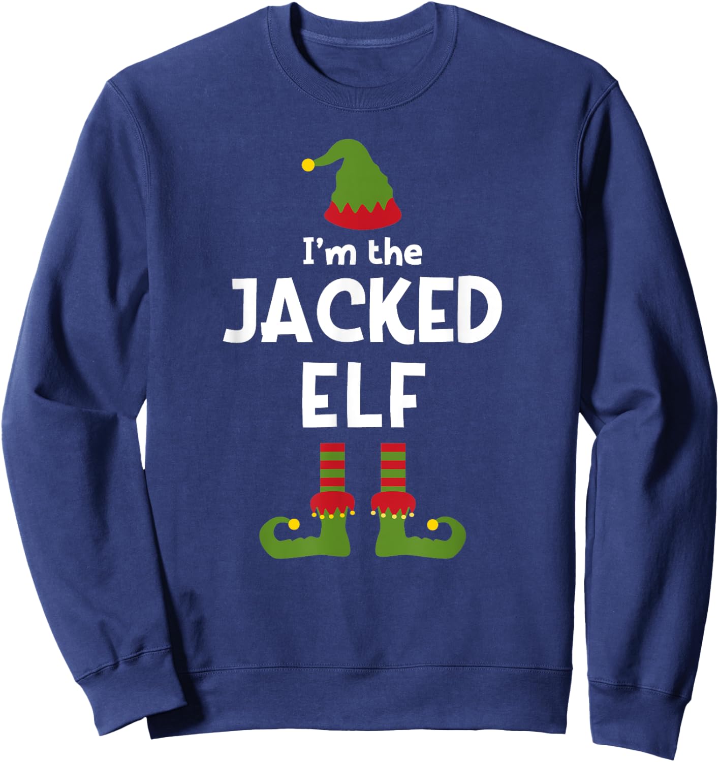 Fitness Elf Weight Lifting Christmas Party Pajamas Sweatshirt - Sweatshirt | Navy