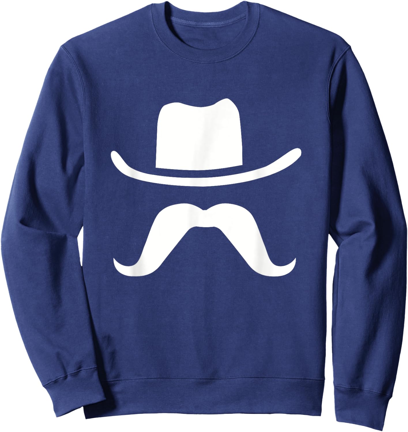 Cowboy Hat & Mustache Funny Silhouette Dark Sweatshirt - Sweatshirt | Navy
