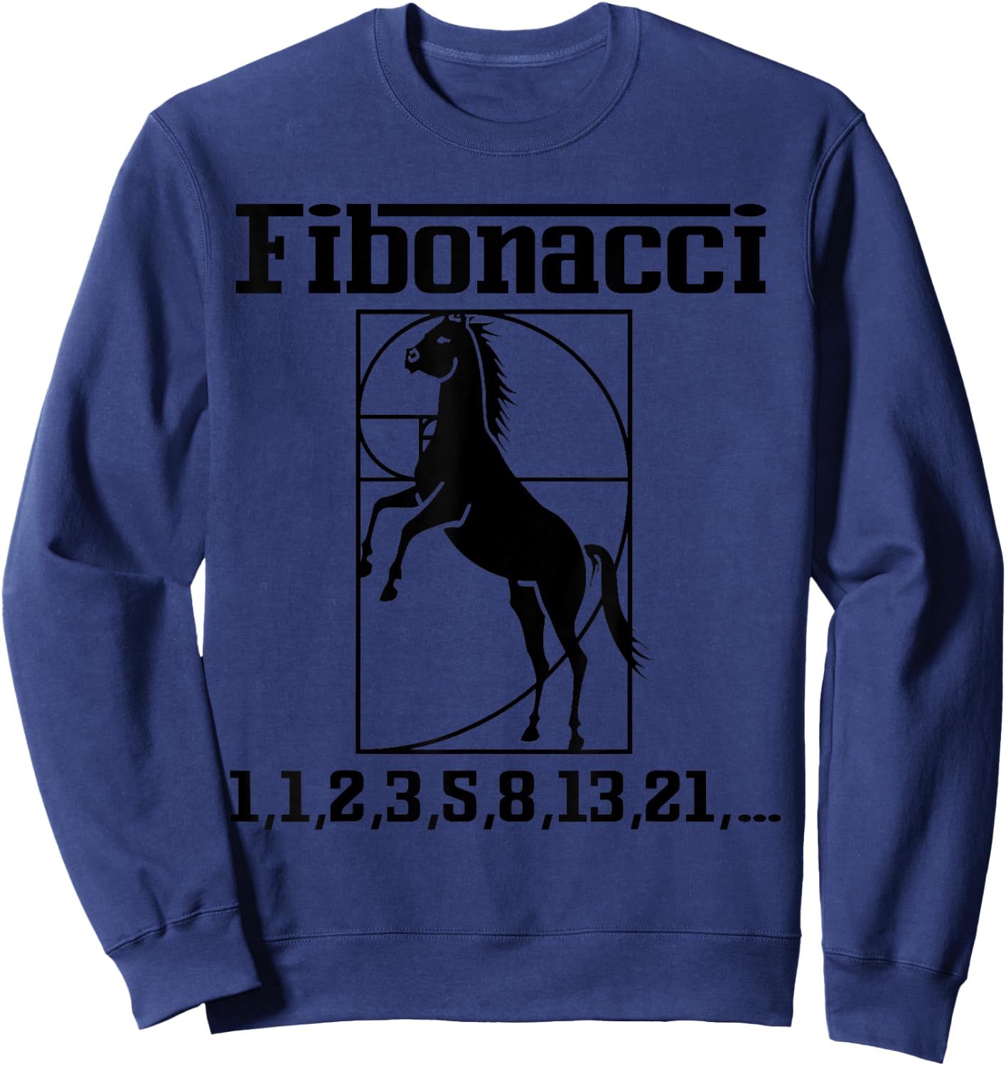 Funny Nerdy Fibonacci Racing Car Horse Math Teacher Gift Men Women Girls Kids Sweatshirt - Sweatshirt | Navy