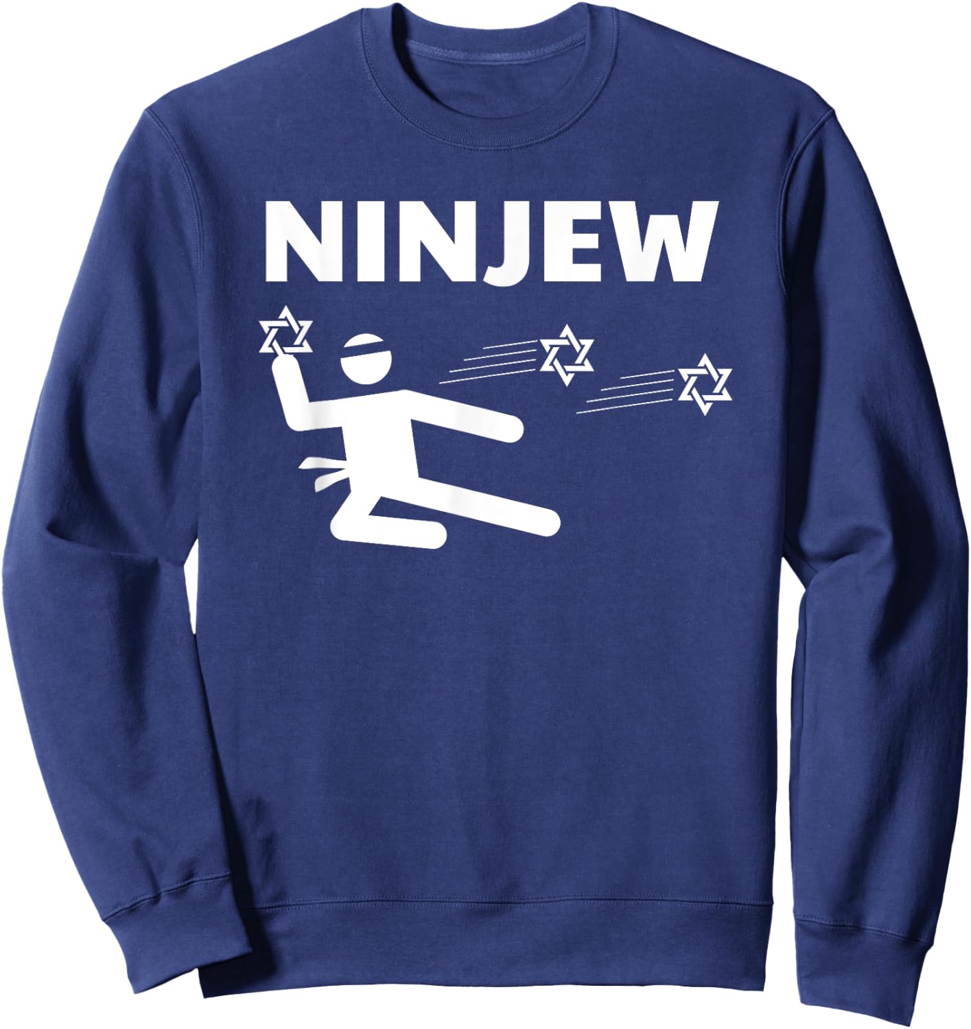 Ninjew Funny Star of David Jewish Ninja Sweatshirt - Sweatshirt | Navy
