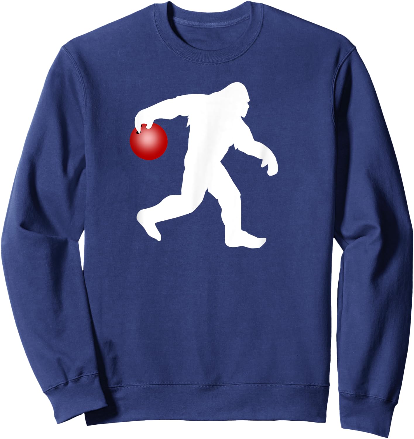 Funny Bigfoot Bowling Shirt, Novelty Sweatshirt - Sweatshirt | Navy