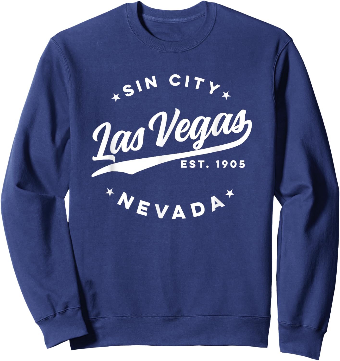 Vintage Las Vegas Sin City Nevada White Text Sweatshirt - Sweatshirt | Navy