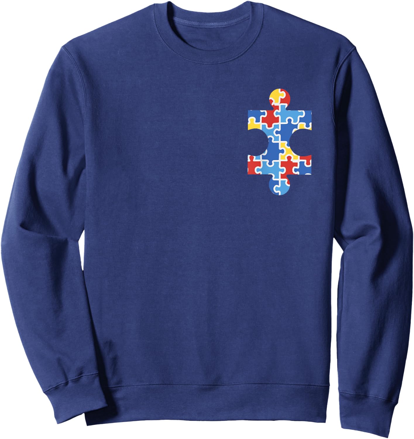 Autism Awareness Puzzle Piece Pocket Shirt Autistic Gift Sweatshirt - Sweatshirt | Navy